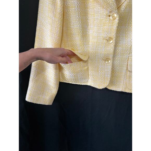Pastel Yellow Skirt Suit 12 Tweed Plaid Spring Corpcore Soft Girl Coquette - Picture 4 of 16